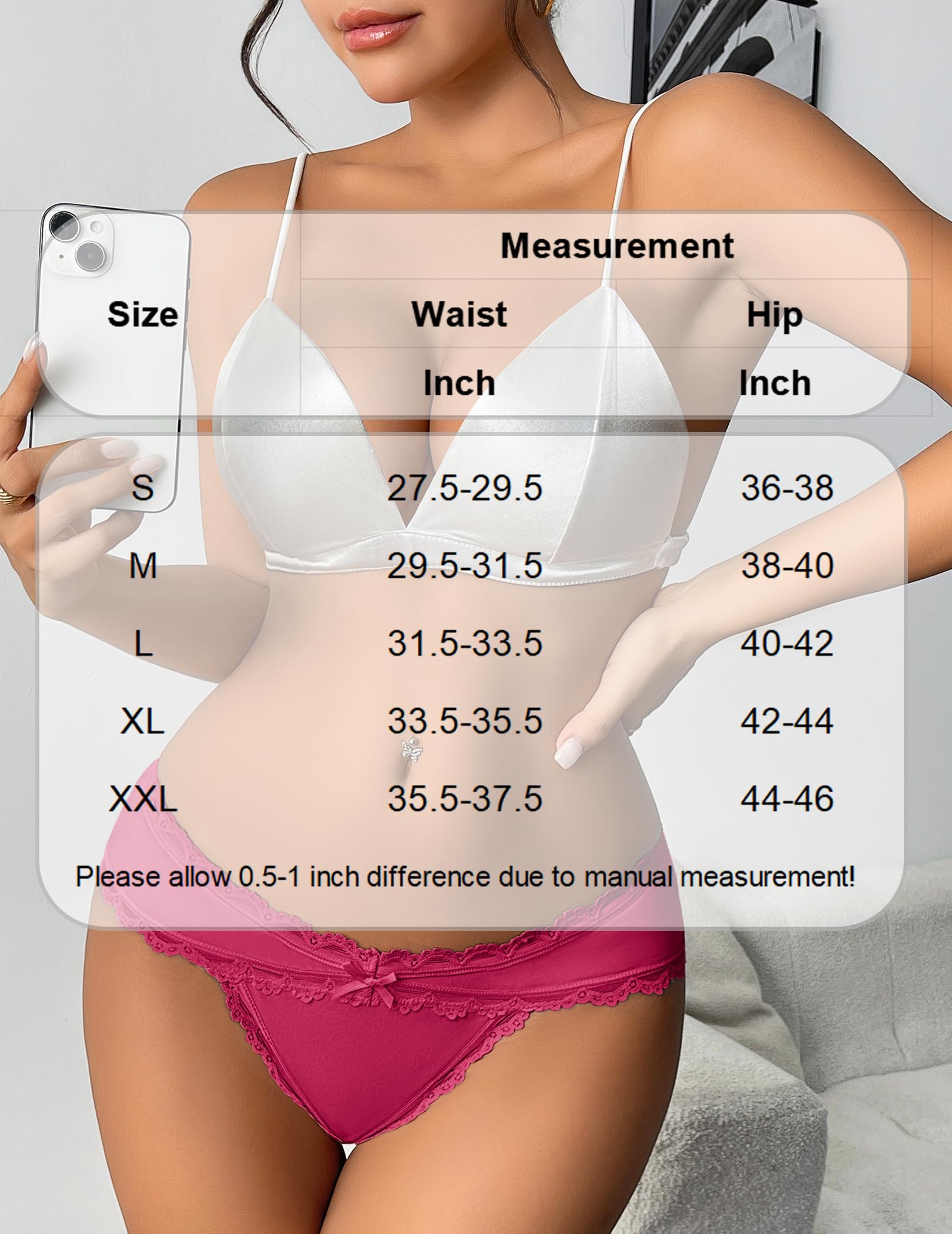 Avidlove Womens Underwear Cotton Panties Cheeky Bikini Underpanties Lace Stretch Hipster Briefs: XX-Large Black/White
