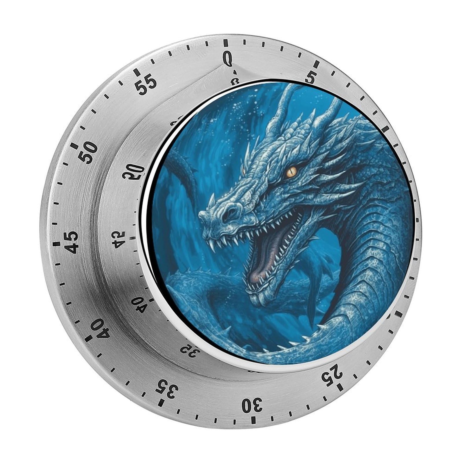 Dragon Cool Blue Kitchen Timer Chef Cooking Timers Clock with Loud Alarm Exquisite Stainless Steel Mechanical