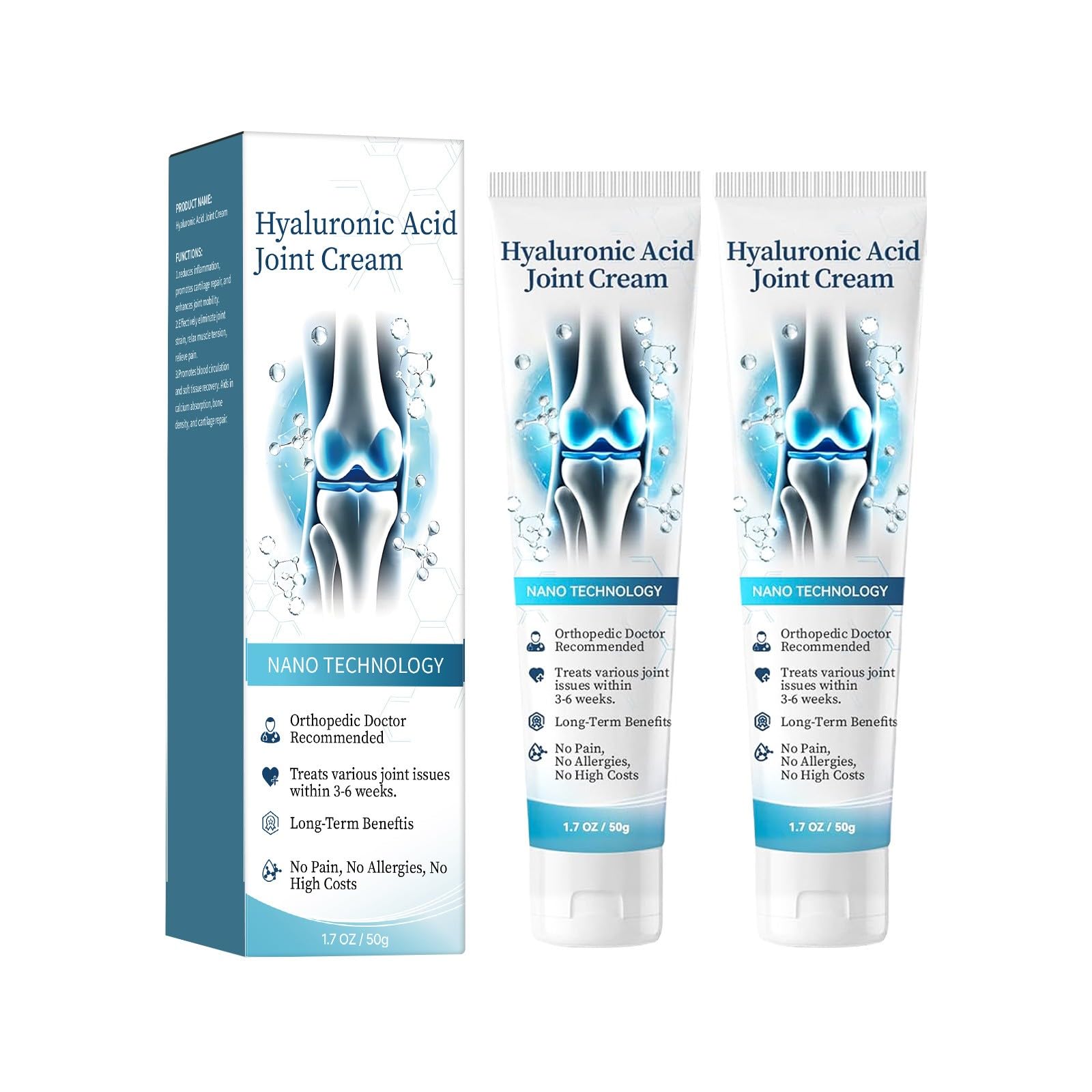 Hyaflexa Hyaluronic Acid Joint Cream, Hyaluronic Acid, Joint Cream, Suitable for Back, Neck, Hands, Feet, Joints and Knees (3PC) — view 9