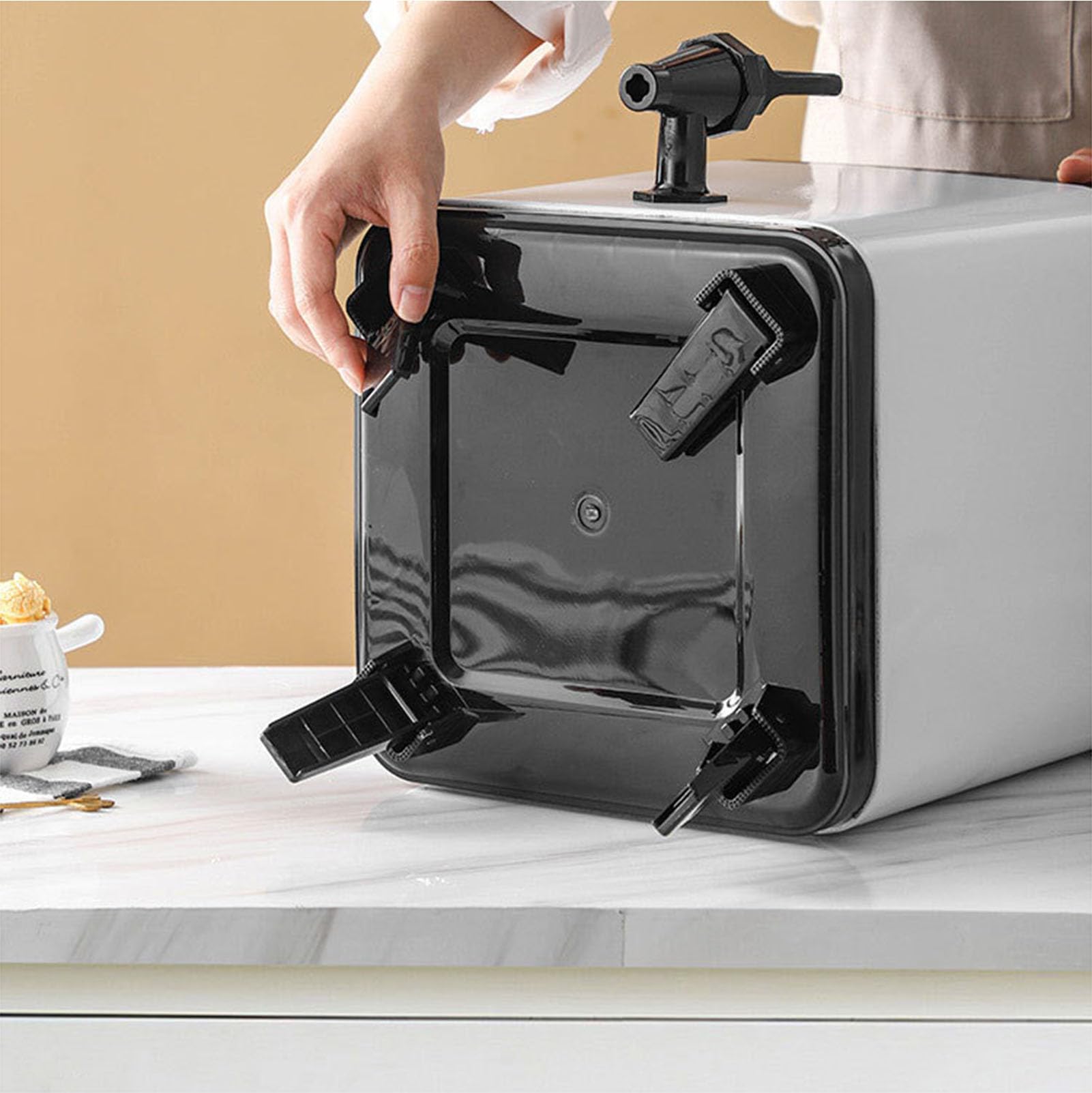 Dispenser termico per bevande in acciaio inossidabile, dispenser per bevande isolate con termometro, dispenser per bevande calde e calde, per tè caldo, caffè, latte freddo, acqua, succo, nero, 6 l