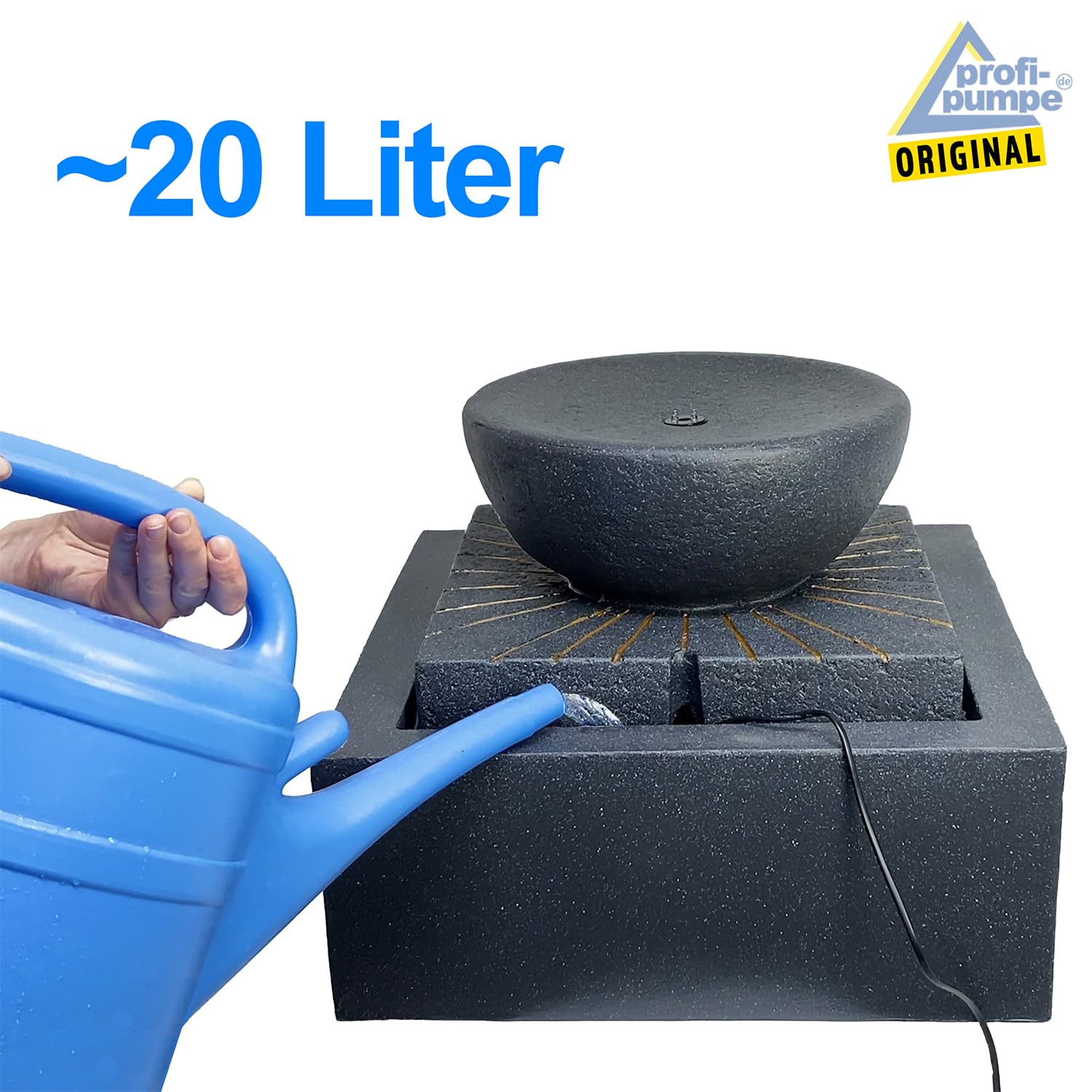 Gartenbrunnen Brunnen Zierbrunnen Zimmerbrunnen Springbrunnen Brunnen mit LED-Licht 230V Wasserfall Wasserspiel für Garten, Gartenteich, Terrasse, Balkon Sehr Dekorativ (Sonnen-Schale)
