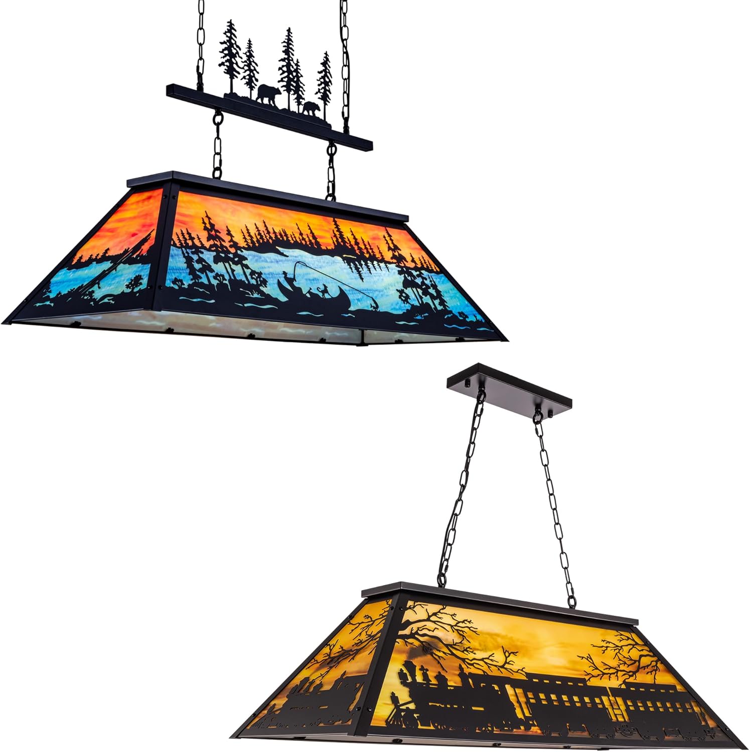 TOCHIC Rustic Light Pool Table Light, Vintage Train Billiard Light and Western Kitchen Island Pendant, Adjustable Hanging Pool Table Lights Fixture for Game Rooms, Snooker Table, Cabin, Men Cave