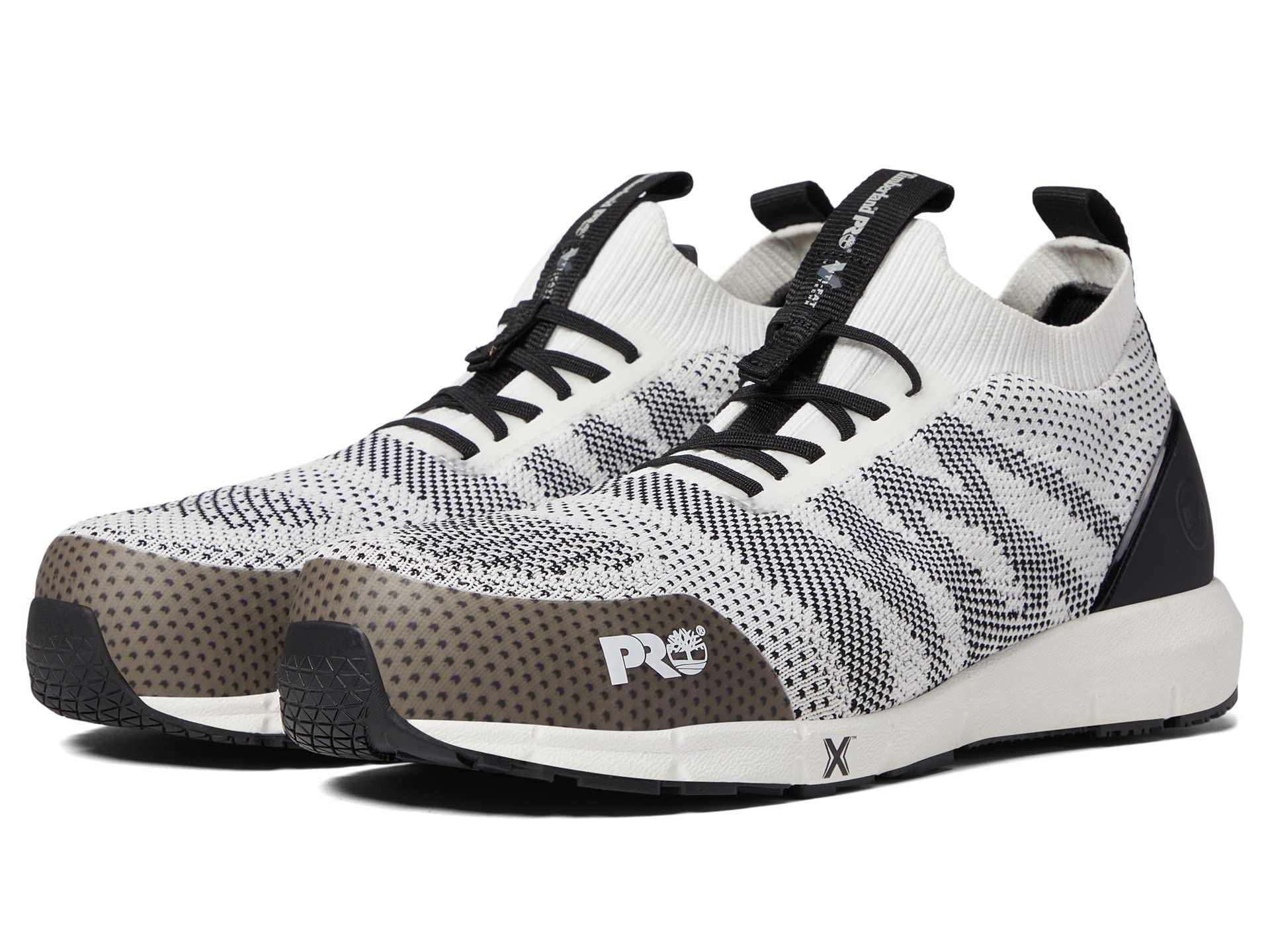 Timberland PRO Women's Radius Knit Slip-On Composite Safety Toe Industrial Athletic Work Shoe, White/Black, 8M