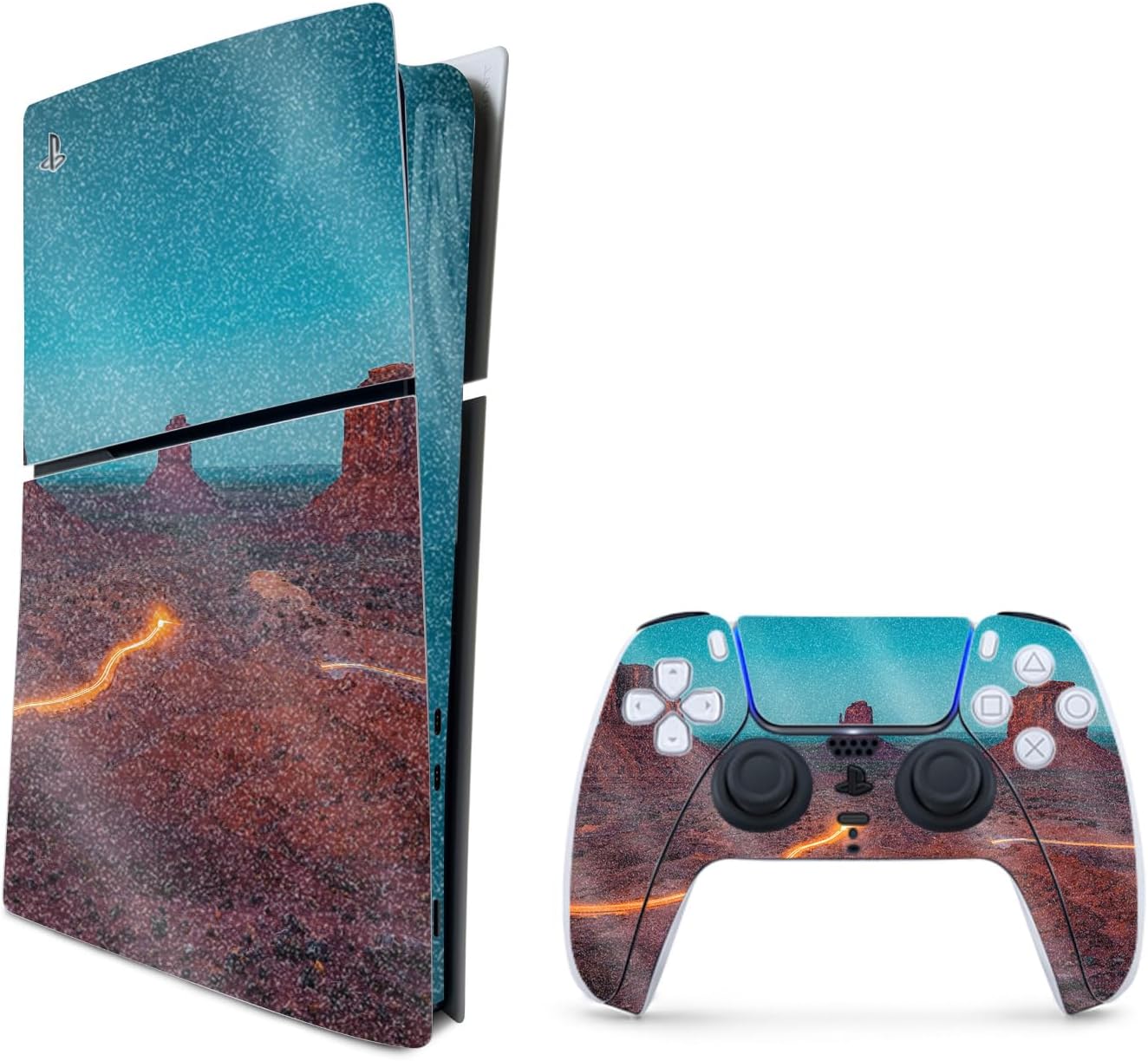 MightySkins Glossy Glitter Skin Compatible with Playstation 5 Slim Digital Edition Bundle - Monument Valley | Protective Durable High-Gloss Glitter Finish | Easy to Apply | Made in The USA