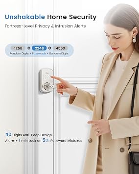 Keypad Smart Door Lock with Handle Keyless Entry Electronic Satin Nickel