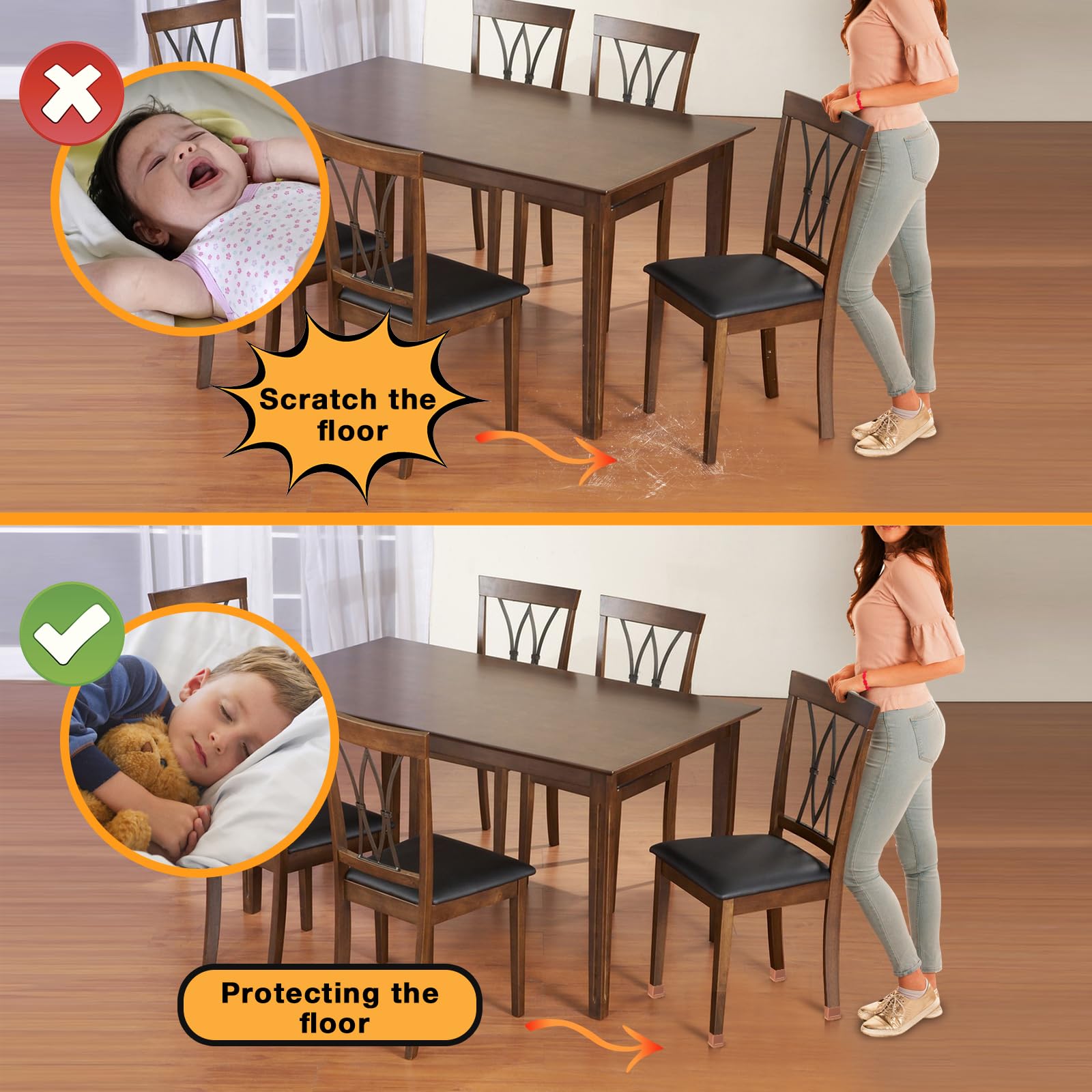 24 Pcs Extra Large Square Chair Leg Floor Protectors