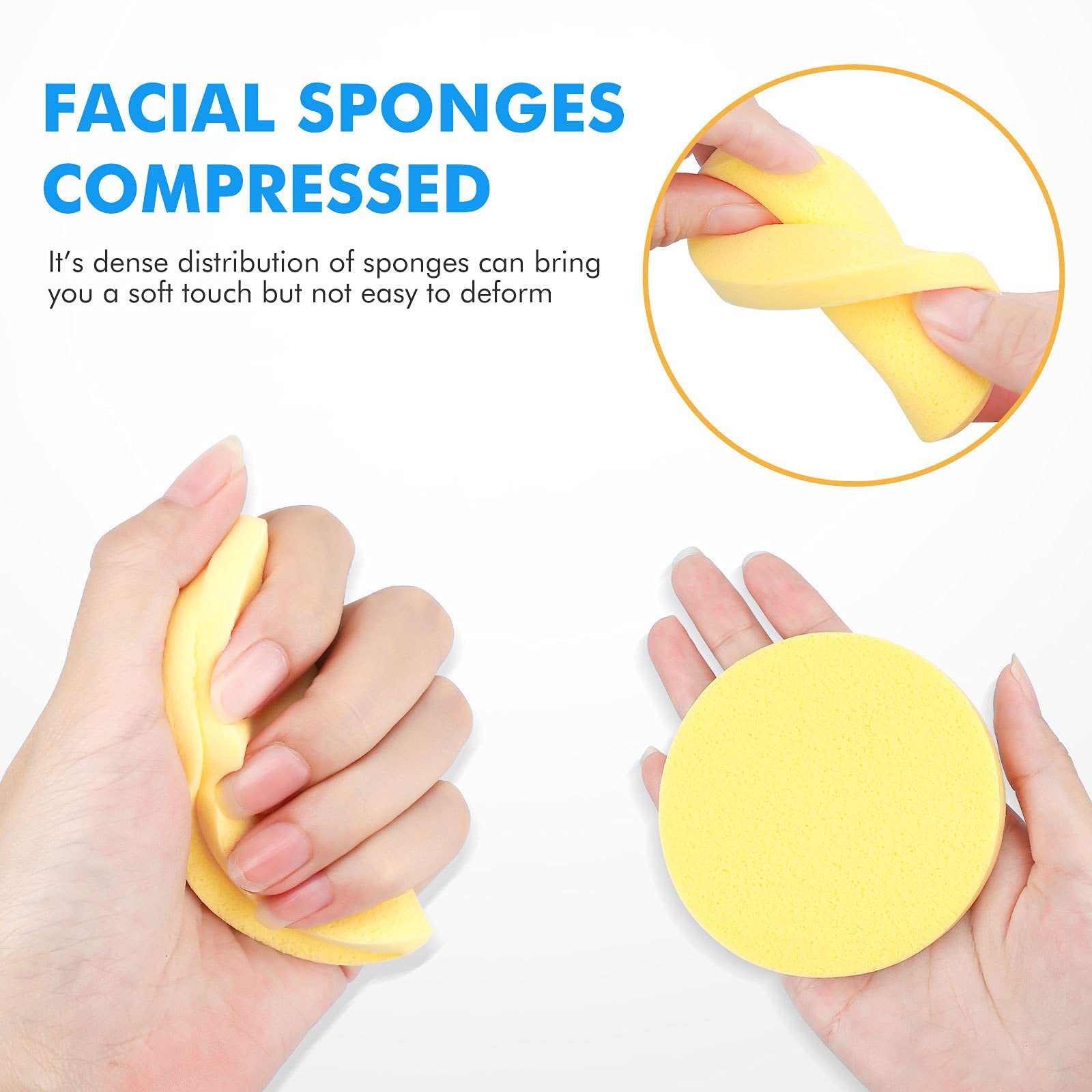Spugna per il viso compressa, 240 conti PVA professionale per la rimozione del trucco, spugna rotonda per il viso, esfoliante per donna, giallo, rosa, viola, blu, verde