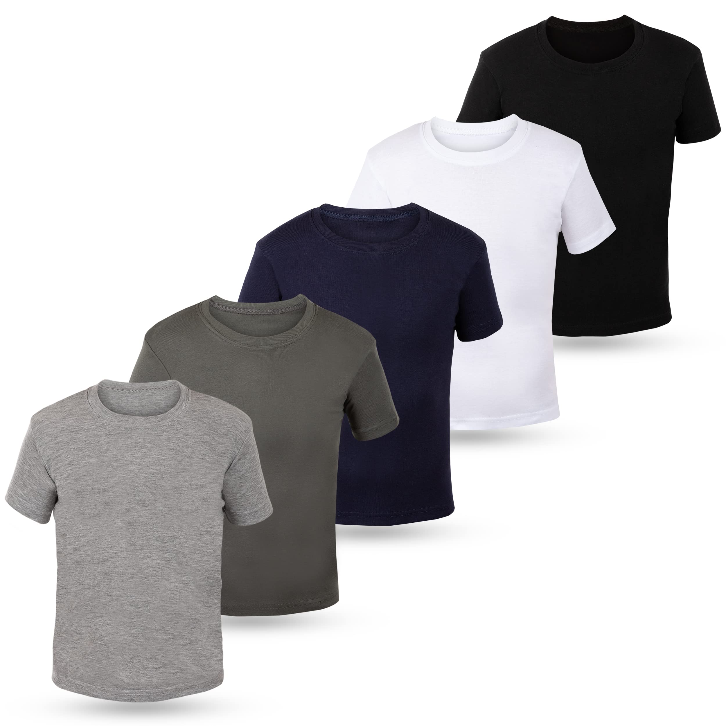 LOREZA ® 5 Maillots de Corps Enfants garçons Filles Manches Courtes T-Shirt 100% Coton Fines côtes Unisexe
