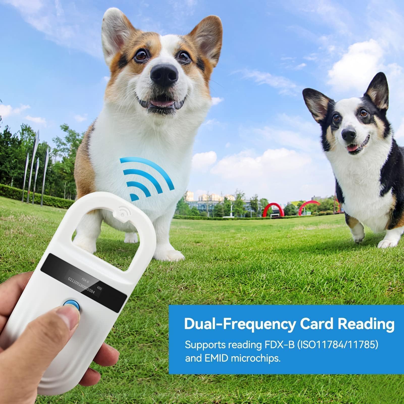 Escáner de microchips para mascotas, lector de microchips para mascotas, lector de microchips RFID EMID recargable, escáner de microchips para perros, escáner de chips para perros, gatos