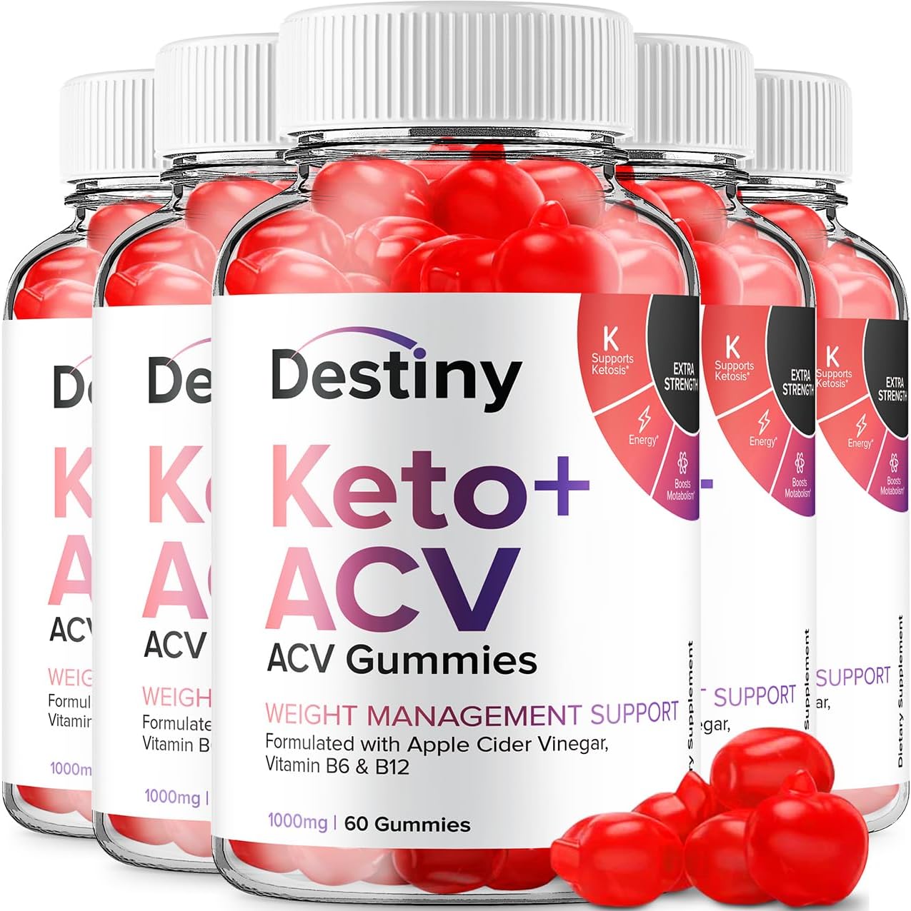 (3 Pack) Destiny Keto ACV Gummies - Advanced Formula Destiny Keto Plus ACV Gummies Apple Cider Vinegar, Weight Management, Destiny ACV Dietary Supplement Men Women (180 Gummies)
