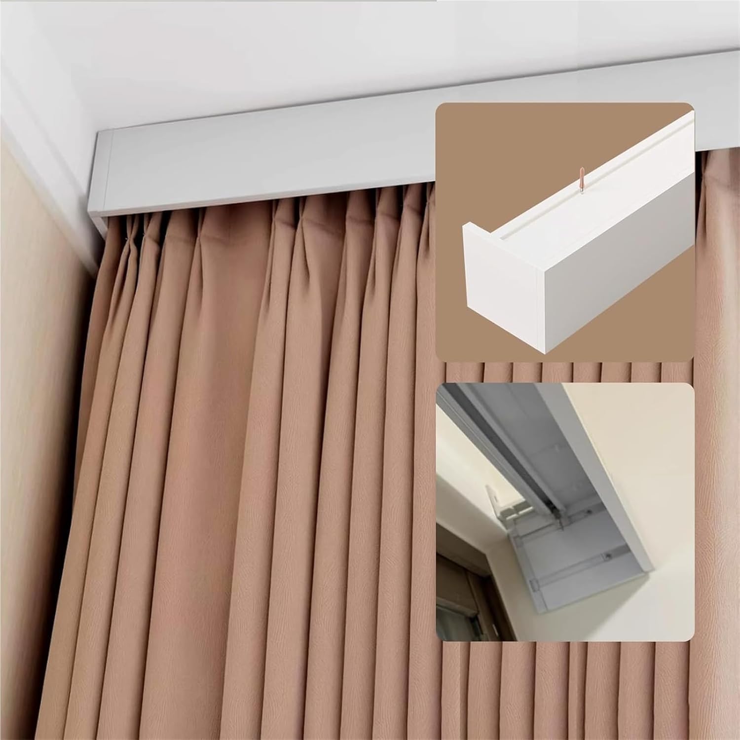 Curtain Pelmet Box Panel - 4.5M (14.8ft) Wall/Ceiling Track for Easy Curtain Installation, Perfect for Bedroom & Kitchen Drapes, Stylish Home Decor Solution