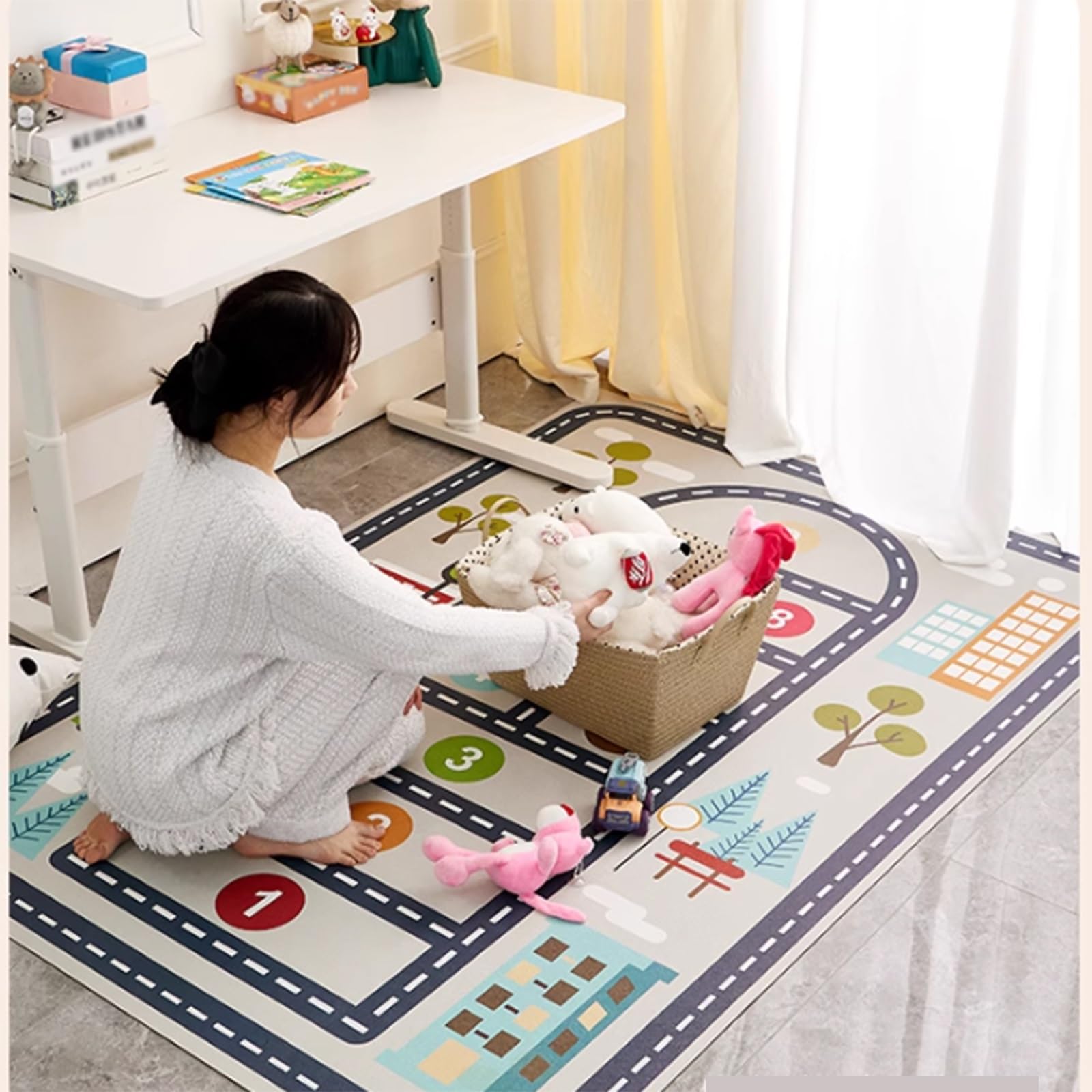 Tappeto Impermeabile e Lavabile per Gattonare, Tappeto Educativo Antiscivolo per Bambini per Camera da Letto, Soggiorno, Sala Giochi, Area Giochi Sicura(120 * 160cm)