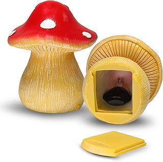 Mushroom Key Hider – Weatherproof Outdoor Hidden Key Box, Resin Garden Statue with Secret Compartment for Spare Keys, Yard Patio Lawn Planter Decor, Discreet Hidden Storage