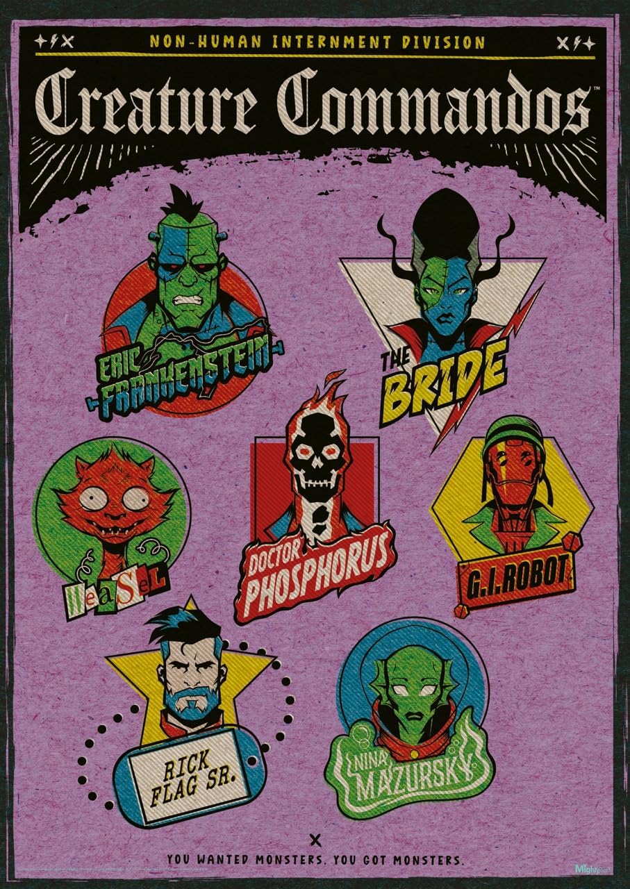 MIGHTYPRINT Trend Setters – DC Comics – Creature Commandos – Headshots – Durable 17” x 24 Wall Art – NOT Made of Paper – Officially Licensed Collectible MP17241030