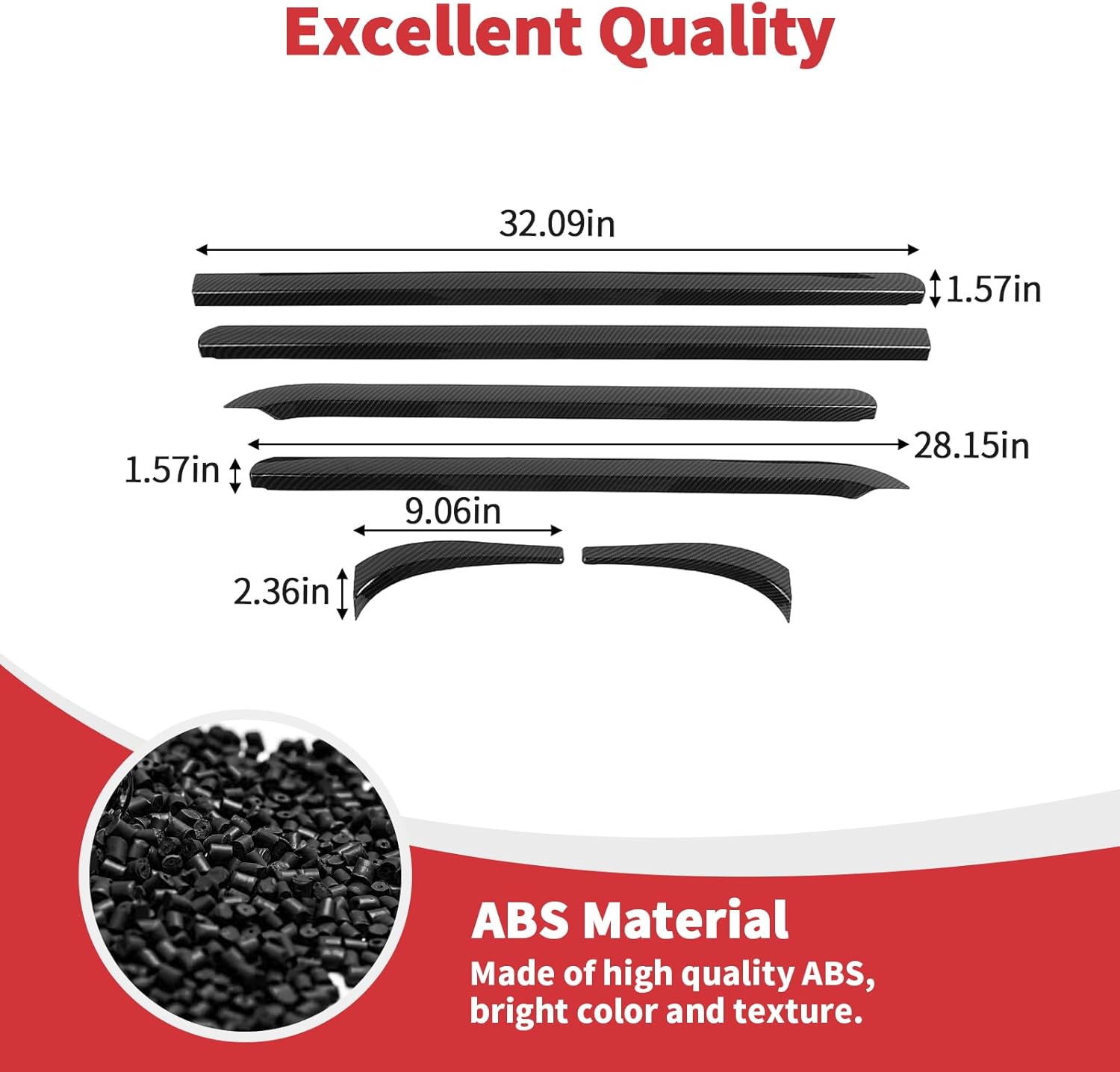 Linskip Door Window Trim Molding Compatible with 2007-2013 Chevy Avalanche Suburban Tahoe Silverado & GMC Sierra Yukon 2014, Carbon Fiber Window Frame Molding, Exterior Accessories