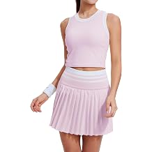 Two Piece Tennis Skirt Set for Women High Waisted Pleated Athletic Golf Skirt Sets Women 2 Piece Outfits with Pockets