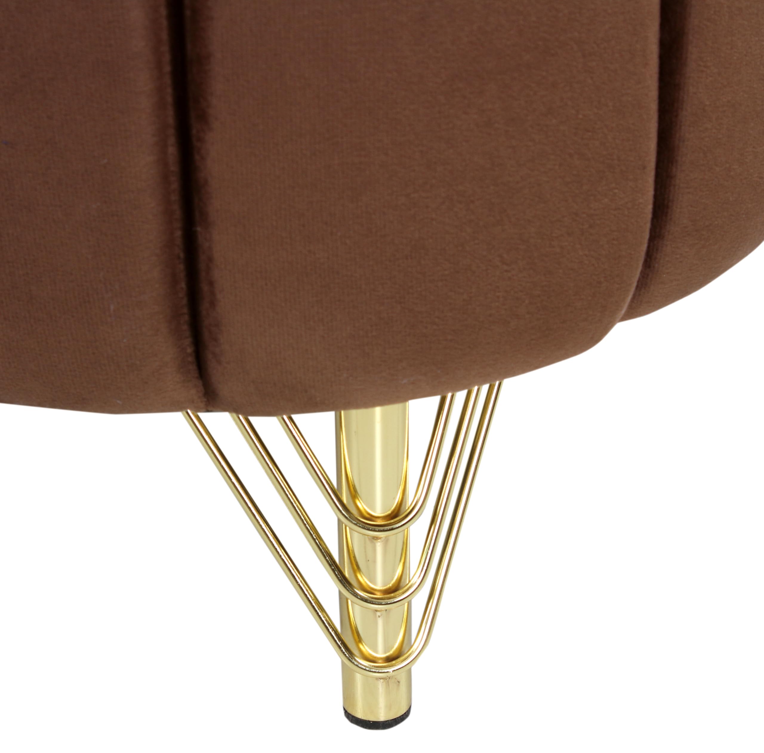 Interiors Spot Ottoman Pouffes Sitting Mudda Puffy Wooden Leg Stool for Living Room Dressing Table Pouf Round Footstool for Home & Office Decor, Holland Velvet, 16x16x18 Inch, (Metal and Mouse) 3