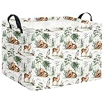 HIYAGON Rectangular Storage Basket Collapse Canvas Fabric Cartoon Bin Organizer Box with Handles for Organizing Home Kitchen Room Decor(Woodland Animal)