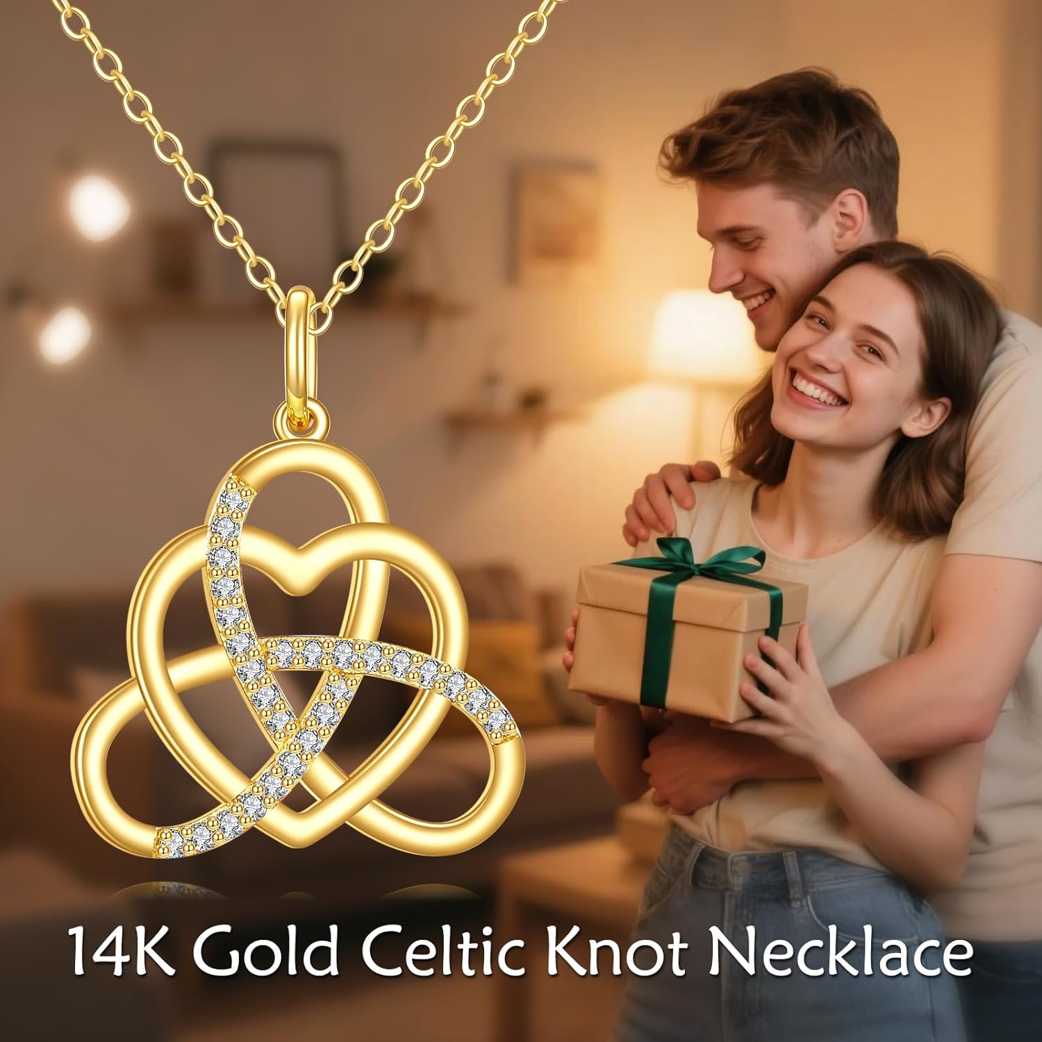 KECHO Celtic Knot Necklace 14k Gold Heart Celtic Pendant Birthday Gifts for Women Jewelry Gifts for Her - Image 5