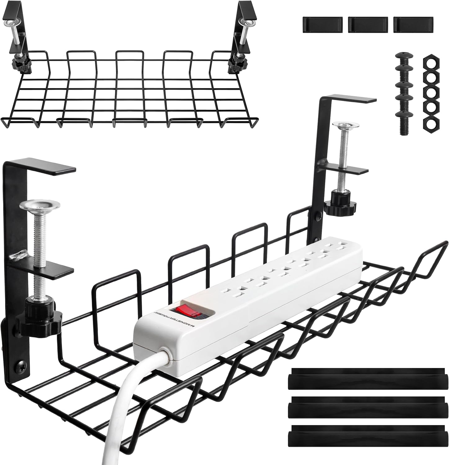 NICESHIP-Cable Management Under Desk - Wire Management Tray- Cable Management Rack - No Drill Steel Desk Cable Organizer - Desk Accessories - Perfect for Home or Office Use