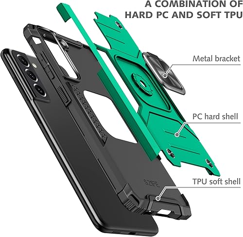 Miniatura 3 de CMYFUTNG Funda para Galaxy S21 Ultra con soporte de anillo, Soporte de anillo giratorio de 360 Funda de teléfono de grado militar a prueba de caídas