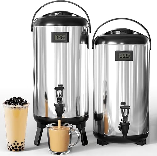 Dispensador de bebidas aislado de 3.2 galones12 L, dispensador de agua caliente y fría con espita para café, jugo, té, leche, dispensador de bebidas