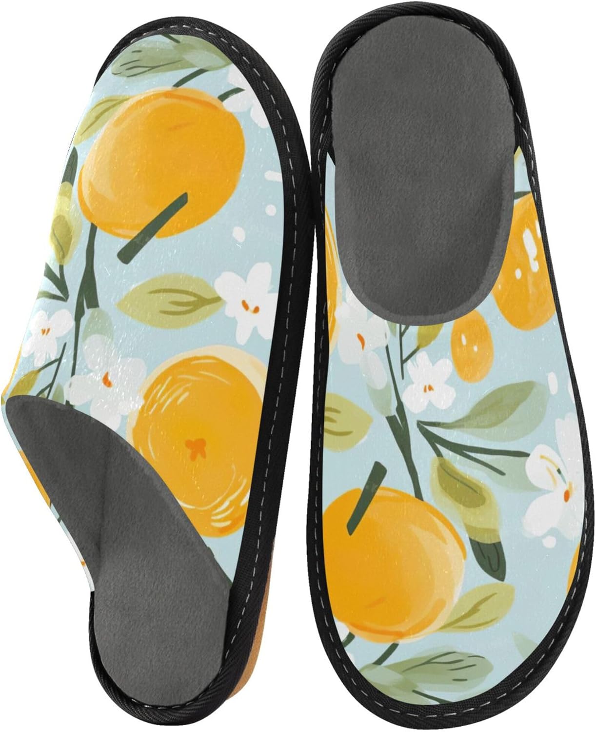 Orange Fruit House Slippers – Cozy Fuzzy Slippers for Guests, Washable & Disposable, Perfect for Shoeless Home, Spa & Hotel Use A111845