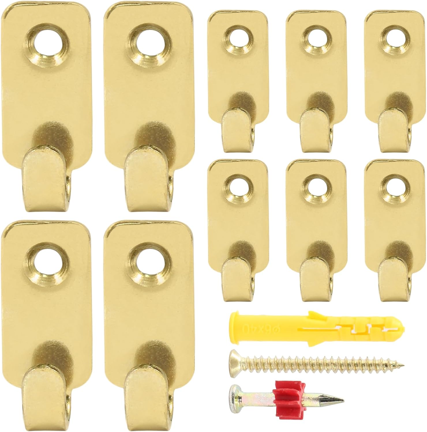 Zorfeter 10 Pcs Wall Mount J Hooks for Hanging, 304 Stainless Steel Heavy Duty Hanger for Mirror Picture Frames Wire Key Bag, Gold