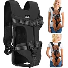 Lukovee Dog Backpack Carrier, Legs Out Easy-fit Dog Front Carrier for Small Medium Dogs,Adjustable Hands Free Dog Chest Carrier for Hiking Cycling Black,X-Large