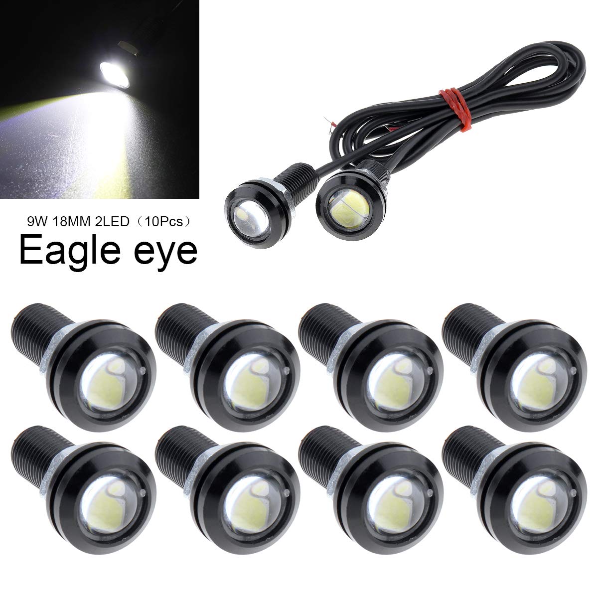 10 x 9W Eagle Eye LED Lights Car Fog DRL Lights for Daytime Reversing Backup Parking Signal