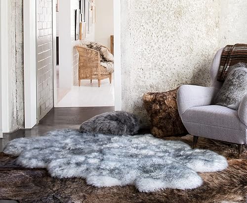 Vista 86 de HUAHOO Alfombra de oveja auténtica de alta calidad, piel de oveja australiana, esponjosa, de lujo, natural, de piel de cordero esponjosa
