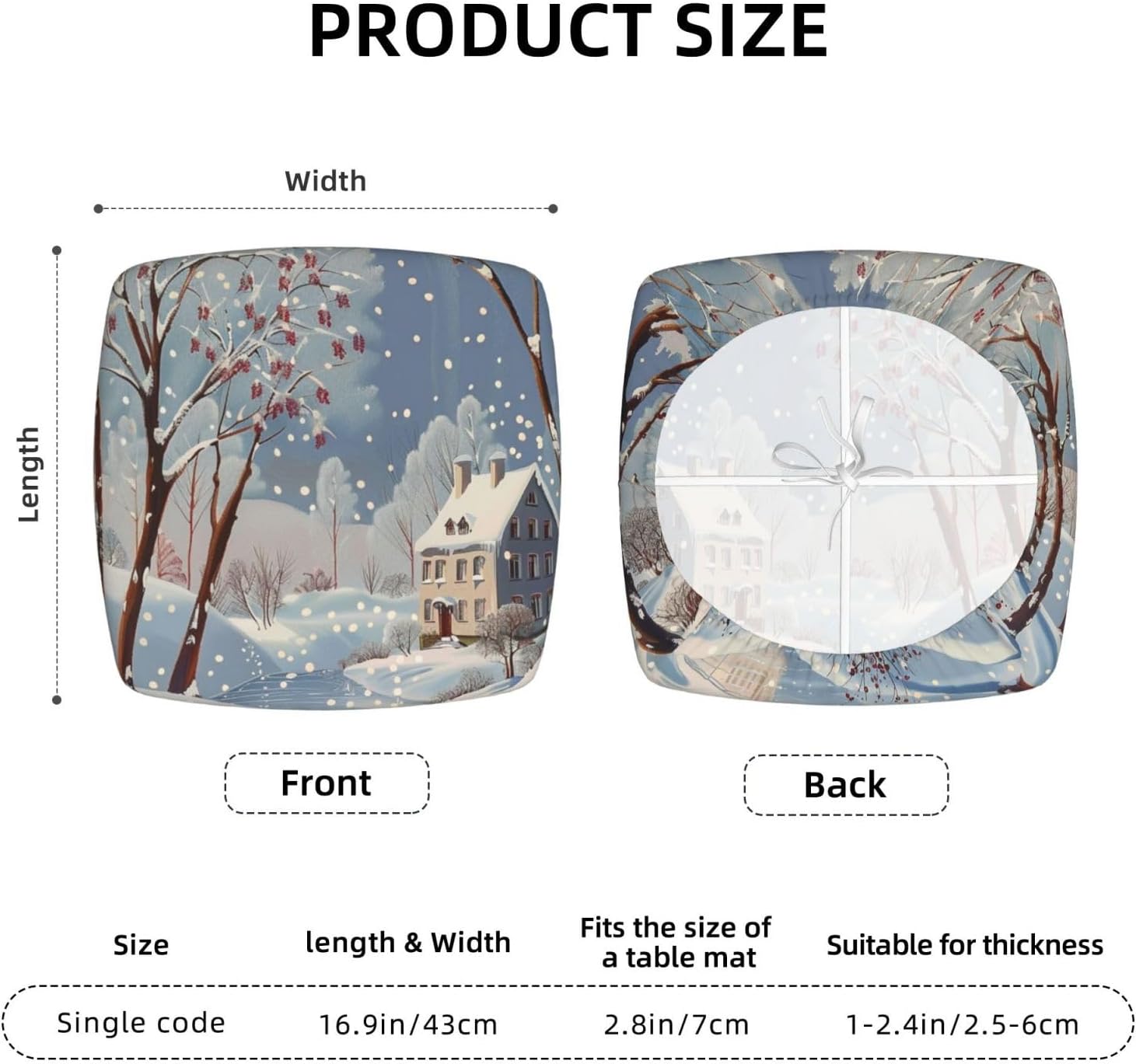 Winter Landscape Print Square Cushion Covers 6 Pcs Set Elastic Non-Slip Seat Cushion Slipcovers Pet Furniture Protectors for Chair, Sofa