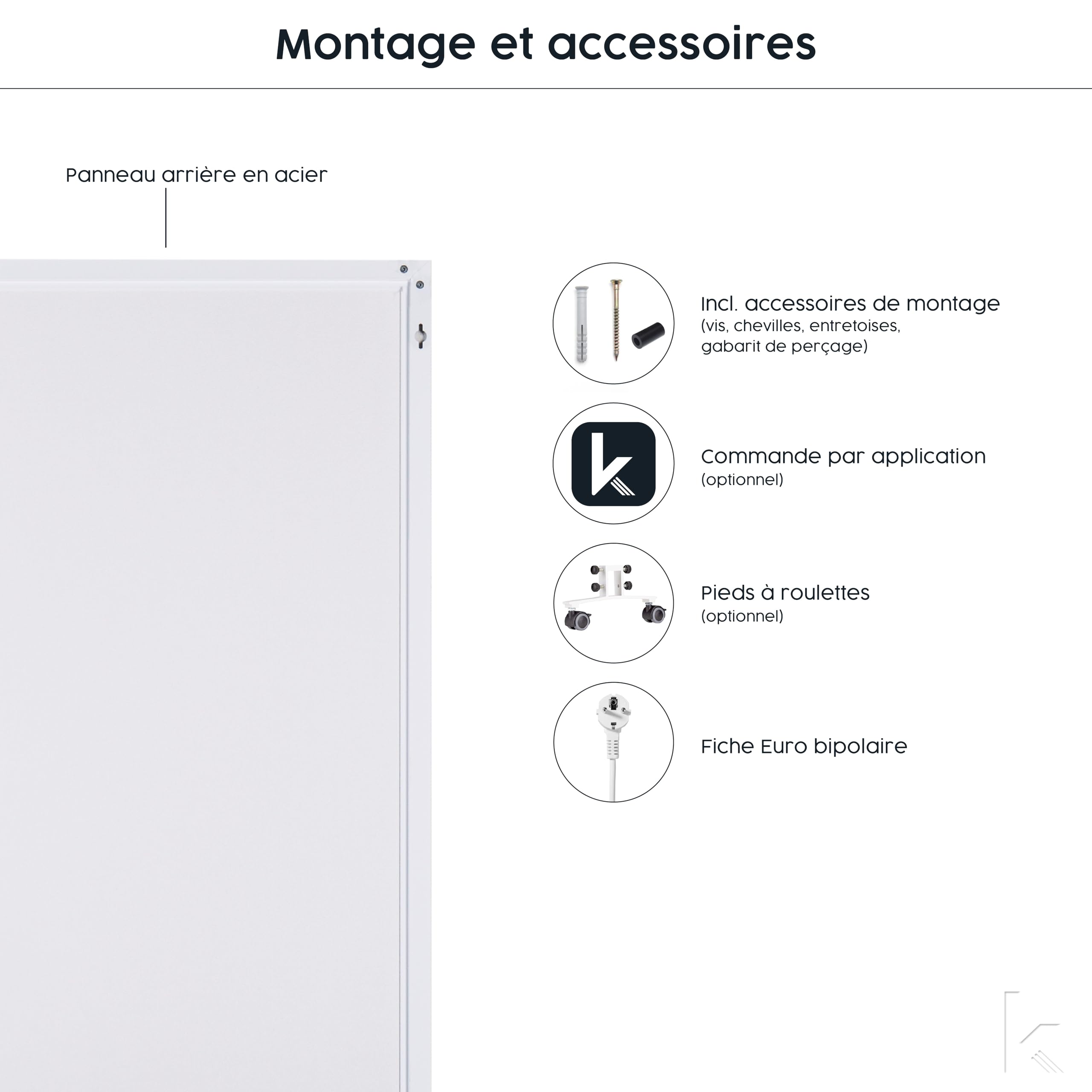 Könighaus Chauffage d’appoint infrarouge avec votre photo, TÜV SÜD & 5 ans de garantie - Made in Germany (Chargez votre motif et rendez la pièce unique) (1200W - cadre blanc) - Thermostat inclus