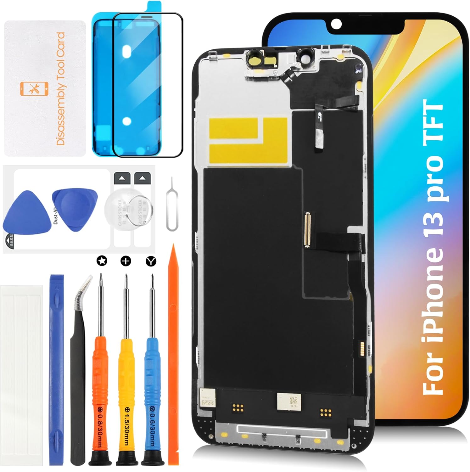 InCell for iPhone 13 Pro Screen [120Hz Promotion+Proximity Sensor Cable] Screen Replacement Display Touch Digitizer Assembly A2638 A2483 A2639 A2636 A2640 with Repair Tools