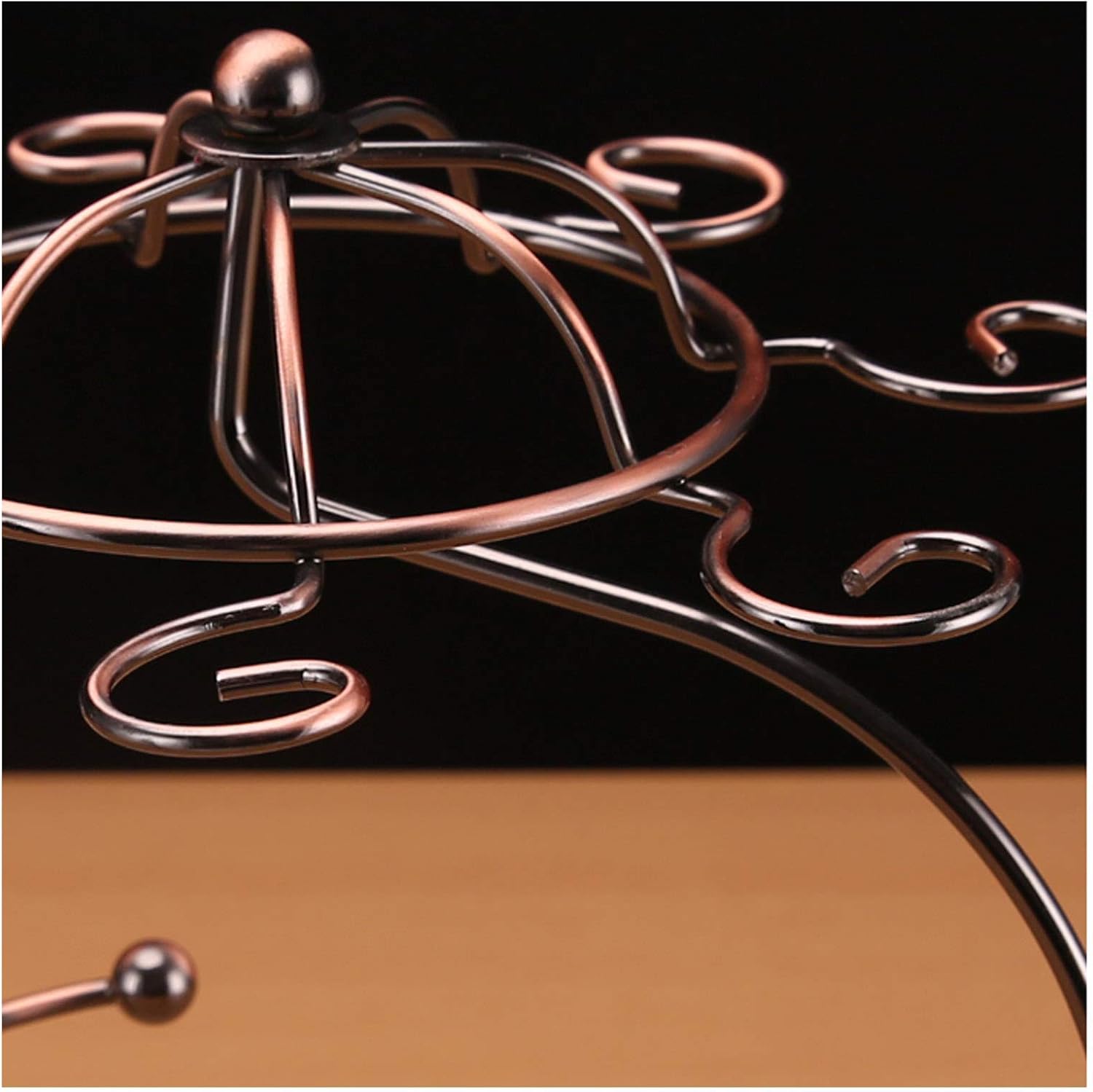 Countertop Wine Rack Holder Table Top Free Standing Countertop Metal Wine Rack Holder for 2 Wine Bottle and 6 Glasses