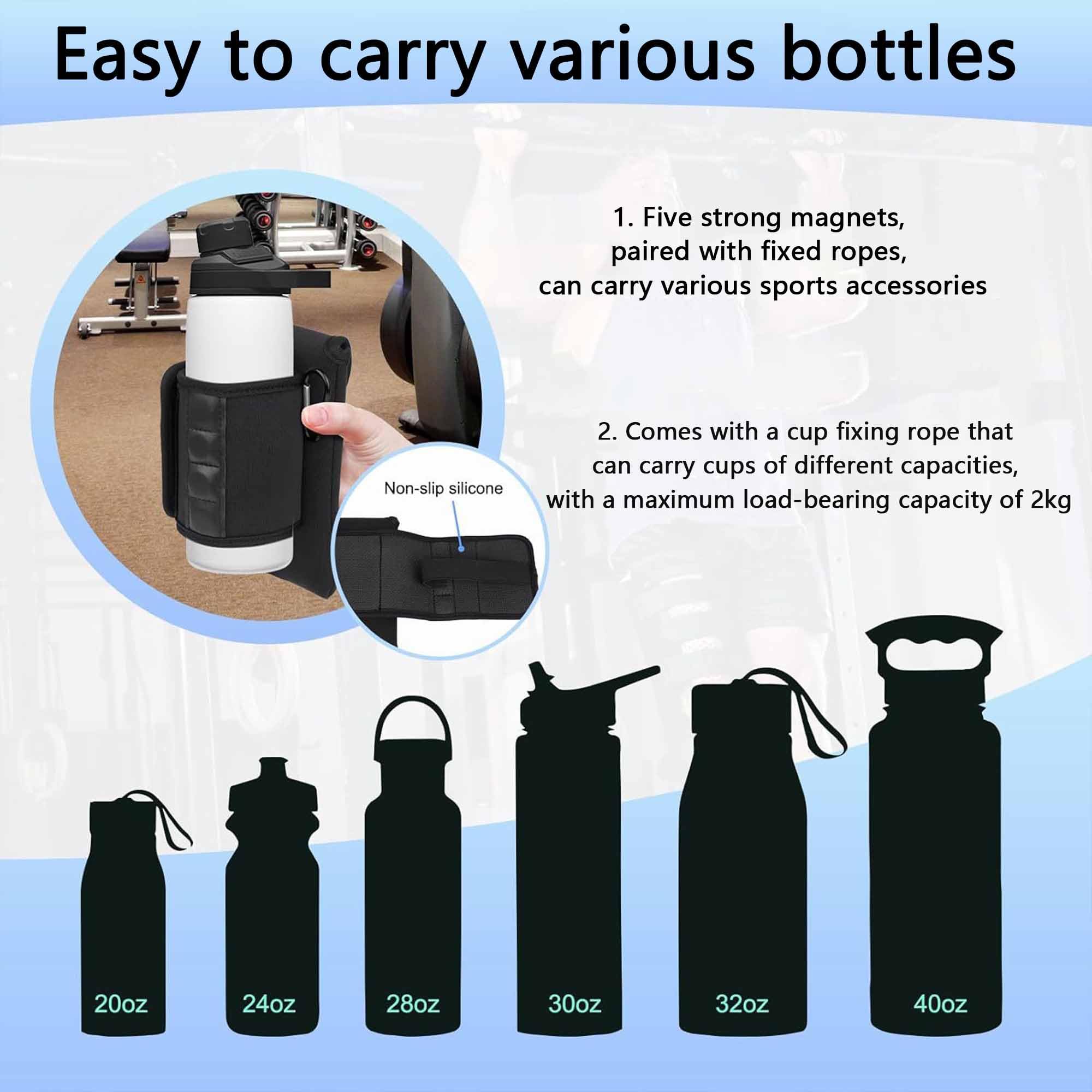 Magnetic Fitness Bag, Fitness Zubehör Stand, Running Arm Strap, Wasserflasche Stand, Sport Magnetic Cup Stand, Sport Kopfhörer Aufbewahrungstasche, Geeignet für Fitnessstudios, Outdoor Sport