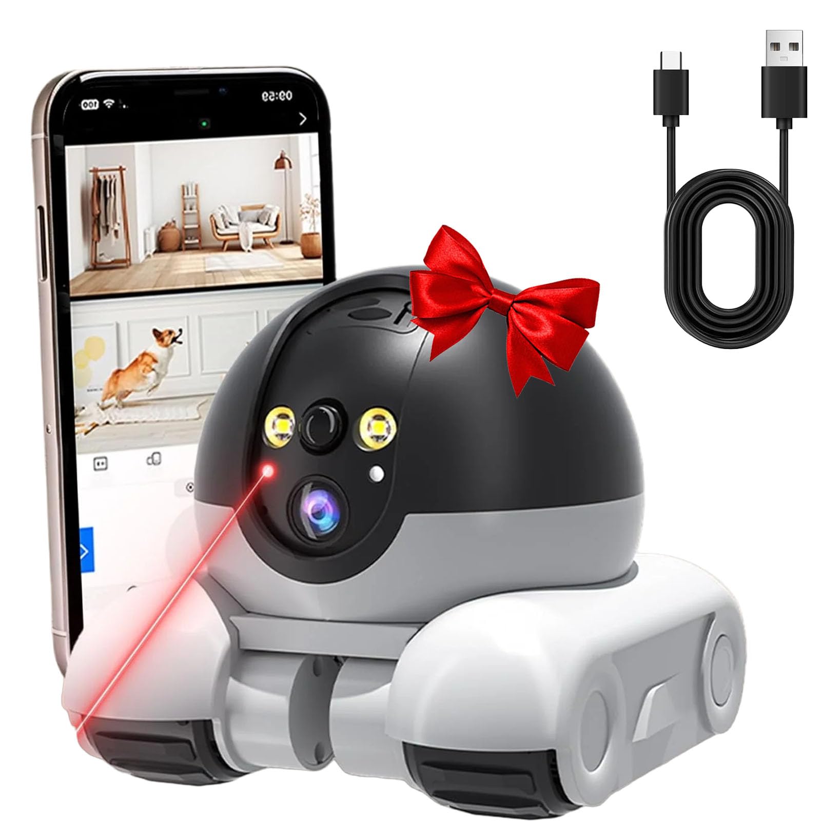 Patrol Buddy Caméra robot d'intérieur double objectif 1080p surveillance rotation 360° vision nocturne détection