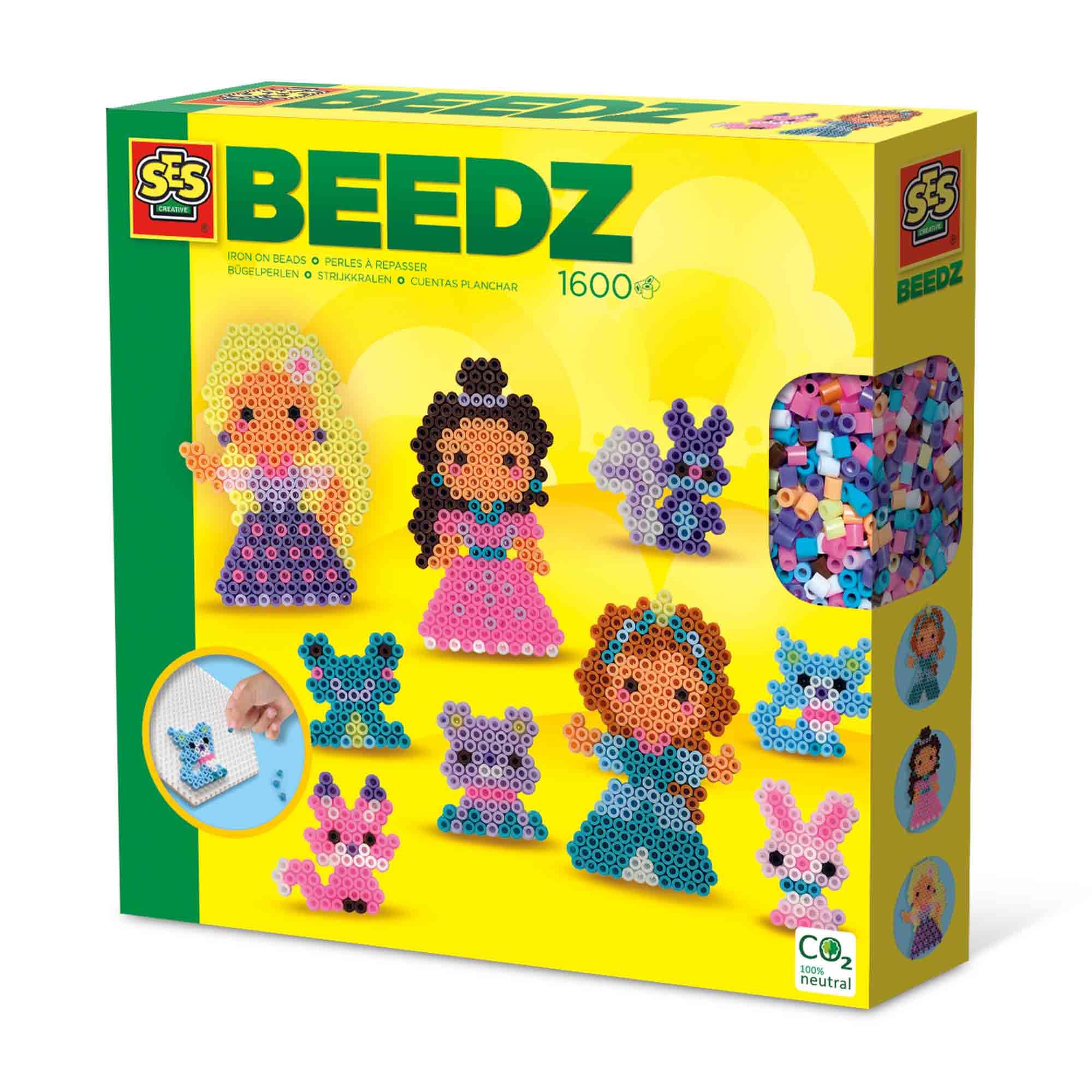 Ses Creative 06205 - Perles à Repasser - Princesses et Amis Les Animaux, sans PVC, Set Complet avec pegboard et 1600 Perles pour Enfants