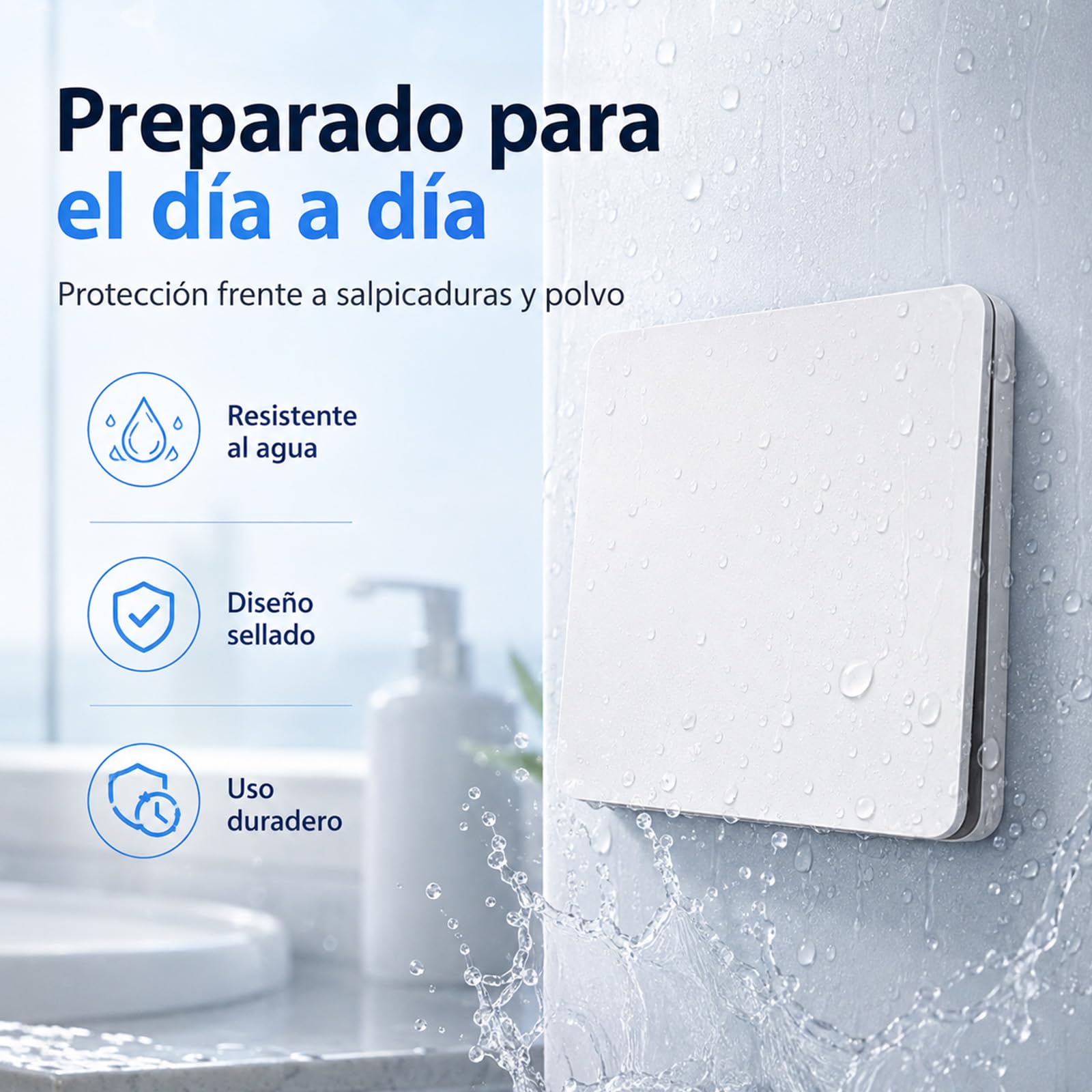 Interruptor inalámbrico Kinelux, kit con receptor sin pilas (Blanco, 2 teclas)
