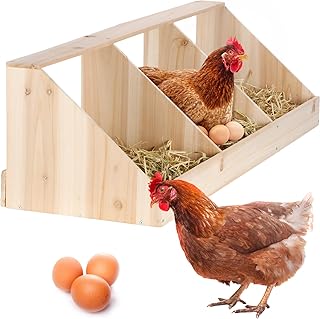 Nosiny Triple Nesting Boxes Wood Chicken Nesting Box 3 Compartment Room Hen Chicken Laying Boxes Versatile Use Easy Assemble for Duck Poultry, 37.4 x 12.8 x 11.2 Inch, Brown