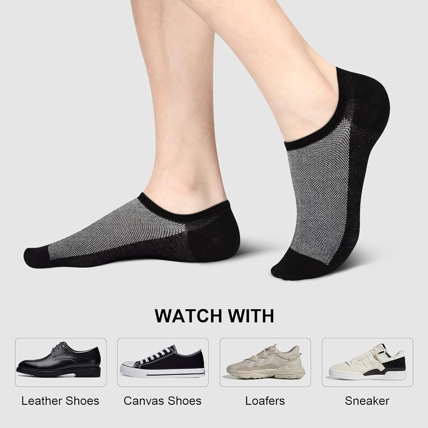 wernies No Show Socks Men, Low Cut Ankle Short Casual Cotton Socks with Non Slip Grips 6-10/11-13 - Image 2