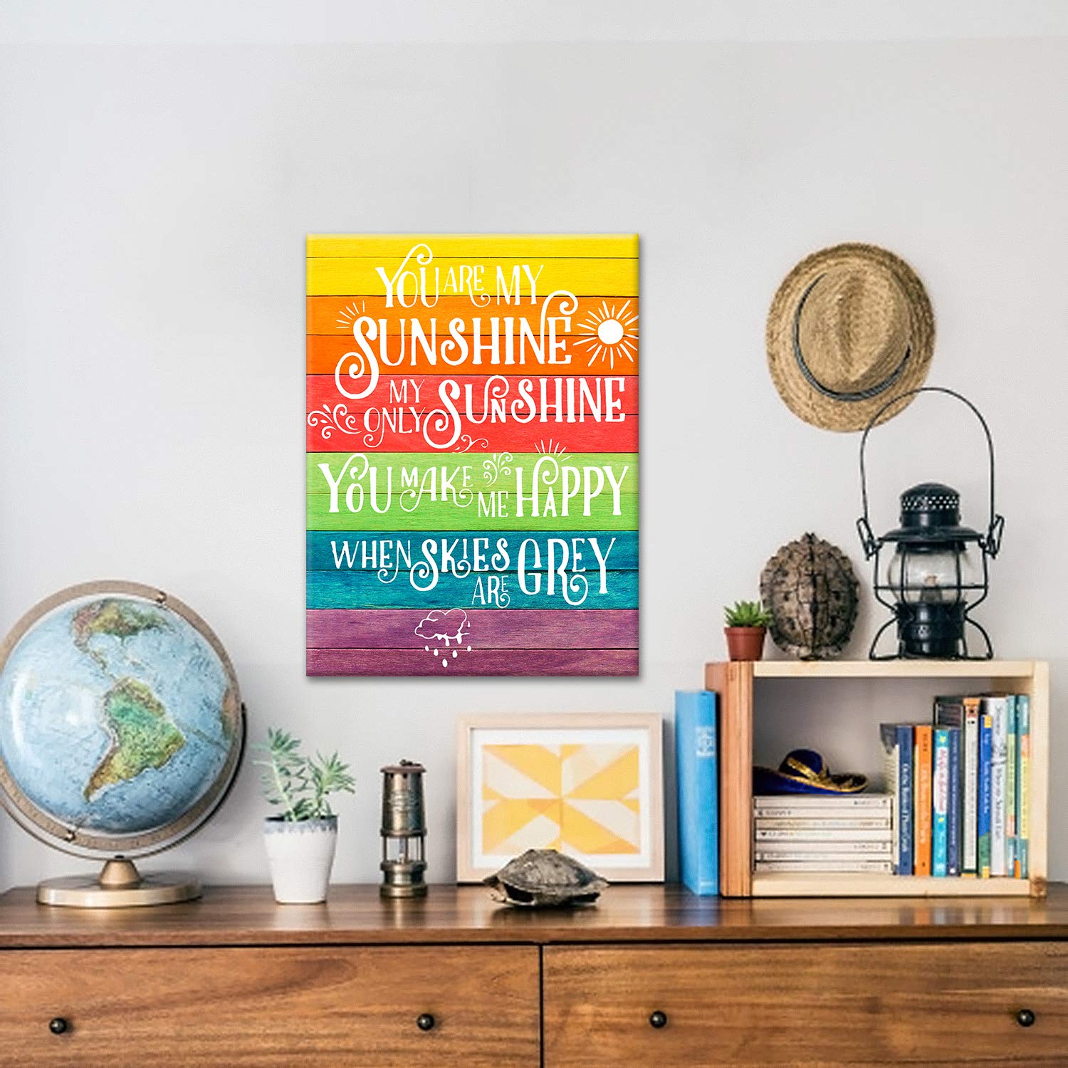 You Are My Sunshine Sign Canvas Wall Art, Prints Framed Artwork Gifts Children's Nursery Bedroom Decoration, Canvas Wall Art Printing for Kids Baby Bedroom Decoration Size 12x16 2