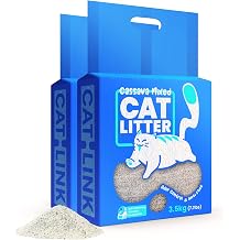 CATLINK Cassava Mixed Cat Litter, 2-Fold Absorbent, Fast Clumping, Unscented Natural Ingredients Plant Litter, Ultra Odor Control, Dust Free Low Tracking Cat Litter, Easy Scooping 7.7lb 2 Bags