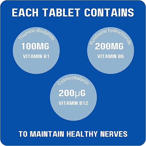 Miniatura 3 de Neurobravo Vitamina B1, B6, B12 tabletas para la salud nerviosa, dolor nervioso, entumecimiento, rigidez muscular, calambres musculares, deterioro
