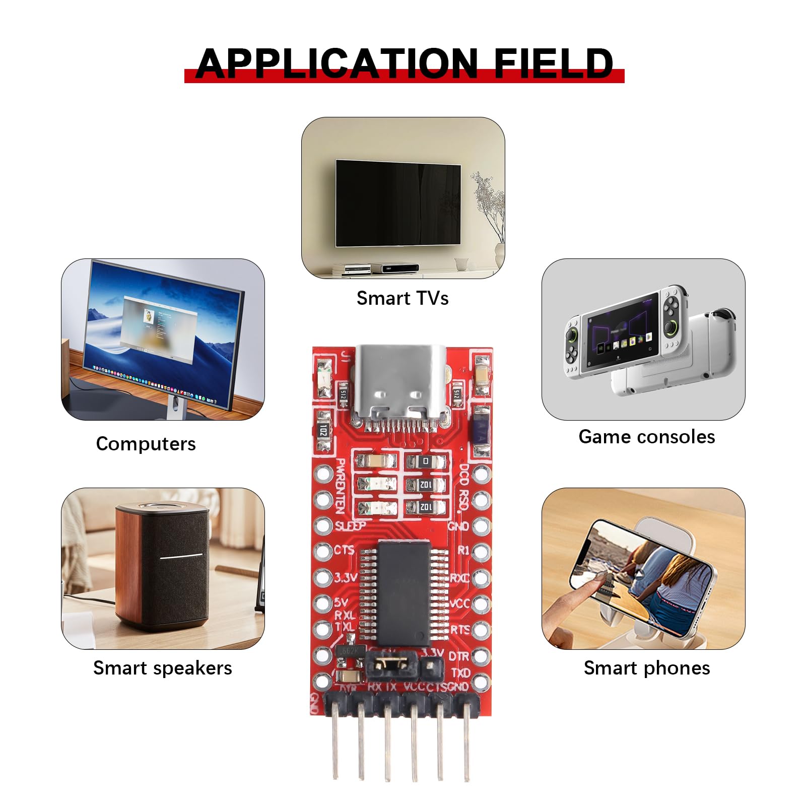 Adattatori seriali USB-C a TTL 5 PCS FT232RL USB a TTL Adattatore seriale Module per 3,3 V e 5 V compatibile con Arduino