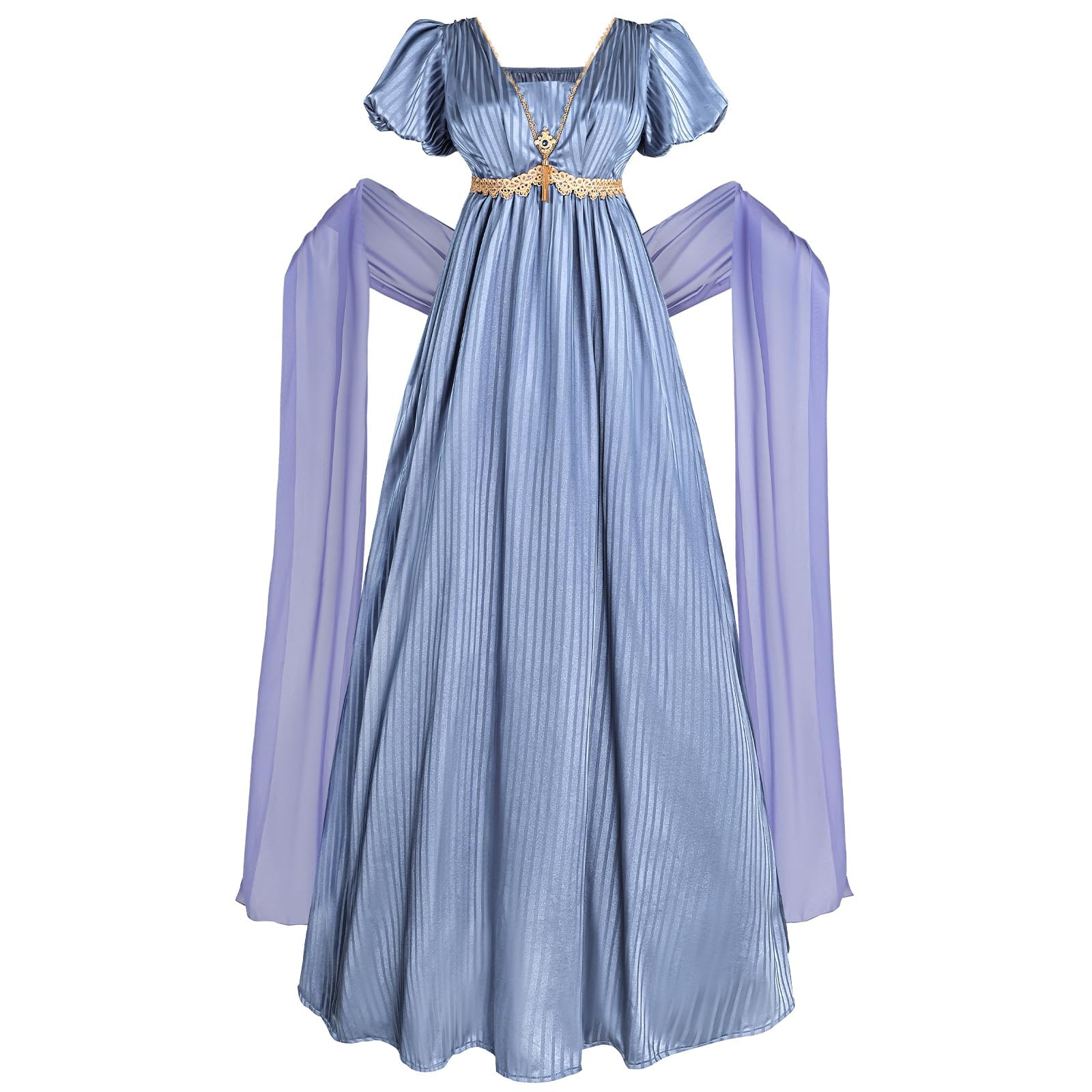CR ROLECOS Regency Dresses for Women Empire Waist Regency Era Dress Costume Victorian Tea Gown Blue XL โ image 1