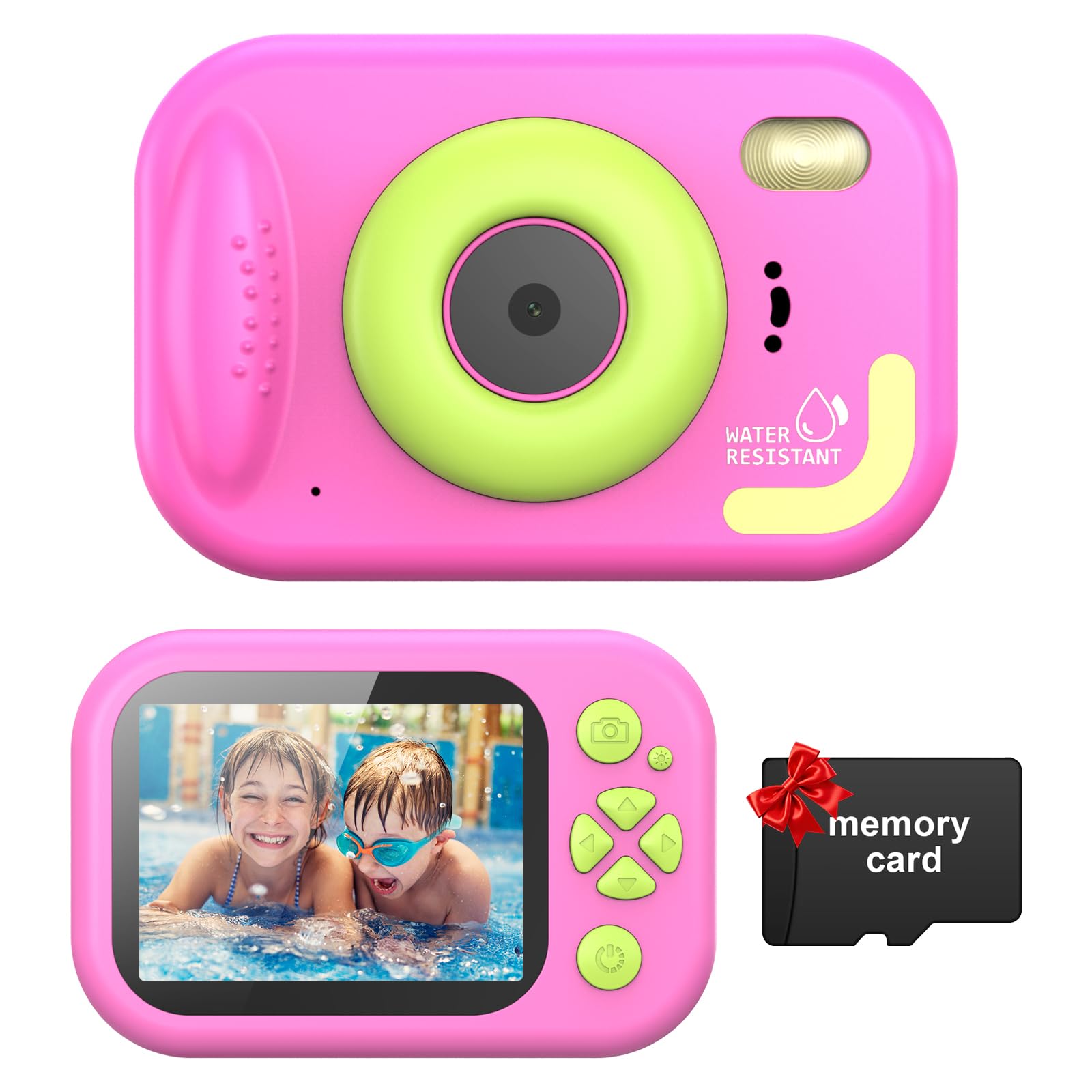 Tosaju Kids Camera Waterproof 48MP 10M Underwater Camera for Kids 1080P 10x Digitalzoom Digital Action Camera with Memory Card Videocamera Fotocamera Gifts for Boys Girls Pink
