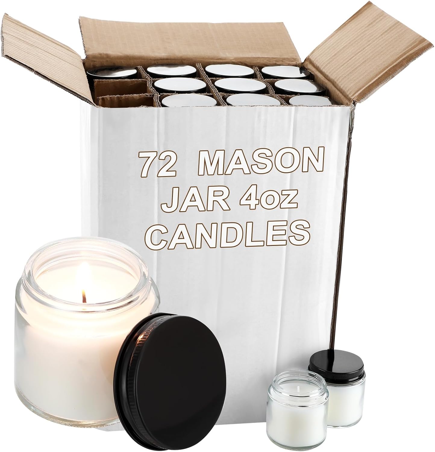 Jutom 72 Pack Mini Mason Jar Candles Bulk 4oz Small