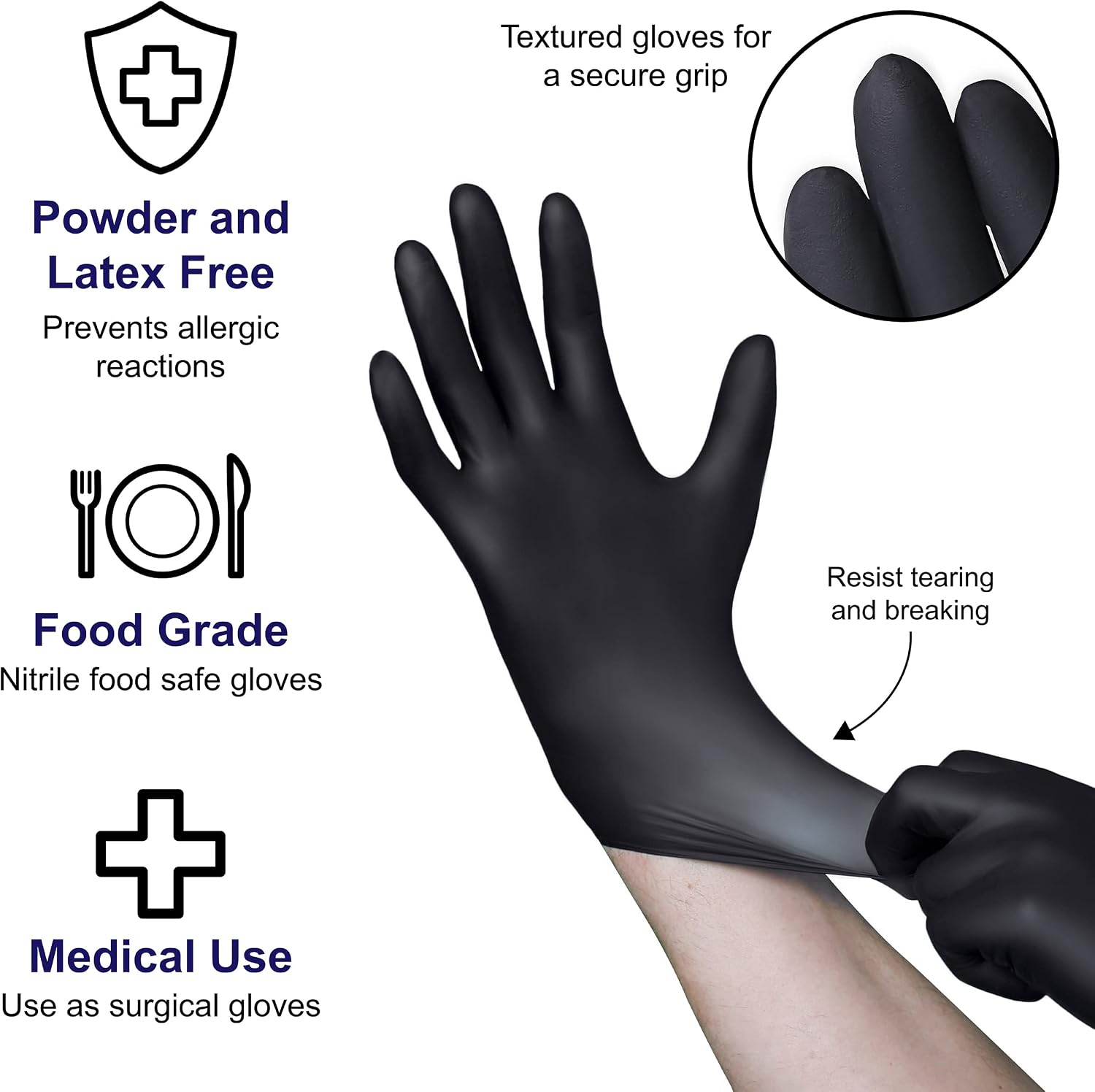 VGuard A11A3 Nitrile Gloves - 3.5mil Black Disposable Gloves