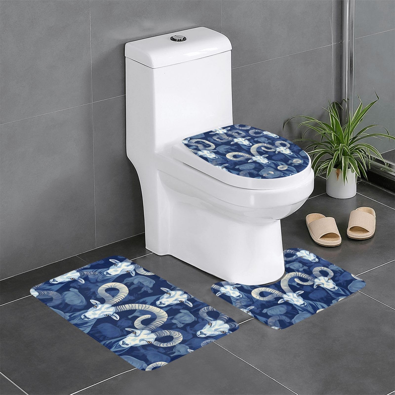 Tapis de salle de bain antidérapants absorbants motif chèvre 3x